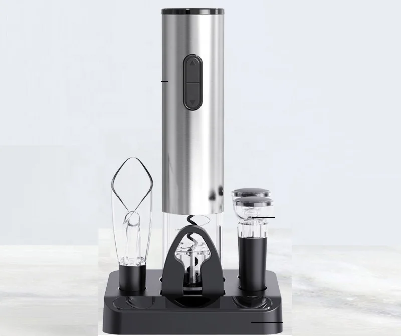 Best Price 6 in 1 Set Electric Wine Bottle Cork Screw Opener Gift Set with Foil Cutter wine accessories popular wine tools