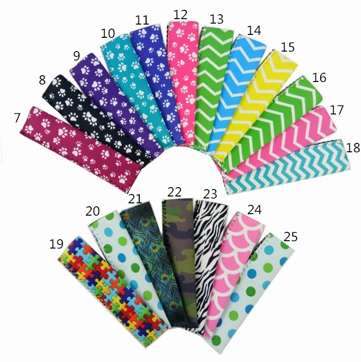 Personalized Portable Neoprene  Pop Sleeves Popsicle Bag Holder Ice Popsicle Bag Ice Popsicle Sleeve Colorful Ice Pole Holder