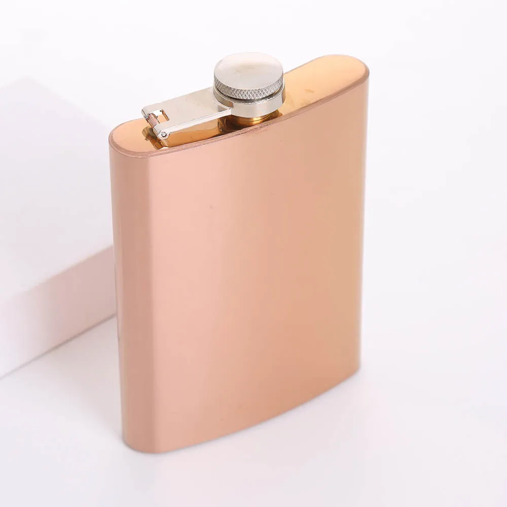 Factory 8oz stainless steel portable golden color wine liquor flask plating colorful wine hip flask