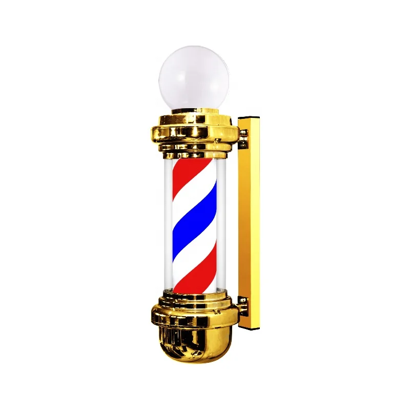 Sturdy waterproof gold barber pole rotatable led barber shop pole light
