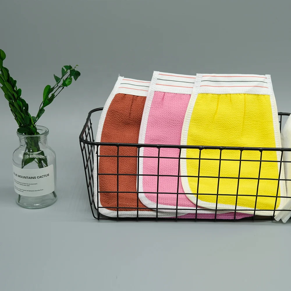 Wholesale Body Scrubber Nylon Viscose Exfoliating Gloves Custom Exfoliating Bath Shower Gloves for Spa