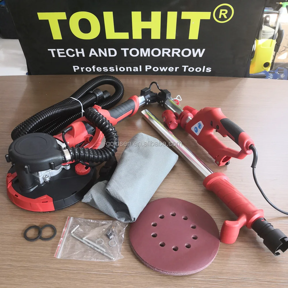 225mm 9 inch 750w Industrial Wall Sanding Machine Electric Power Hand Pole Hard Sponge Plate Drywall Sander With Vacuum