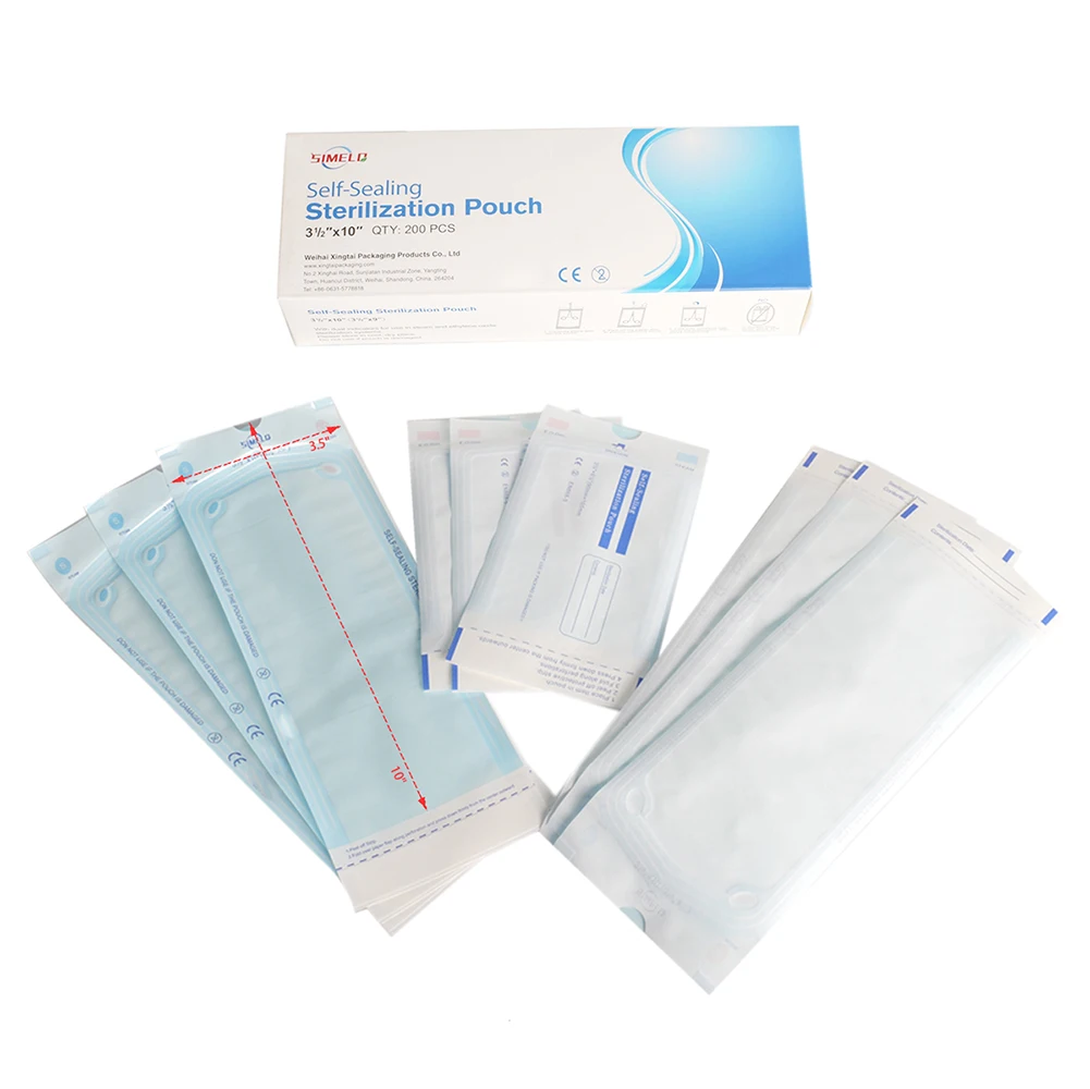 Self sealing medical dialysis paper consumables packaging bag disposable sterilization pouch