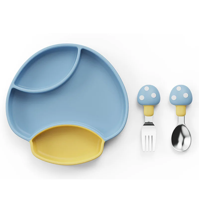 Hot selling 100% Food Grade Silicone Strong Suction Bowl Baby Anti-slip Removable Divided Plate