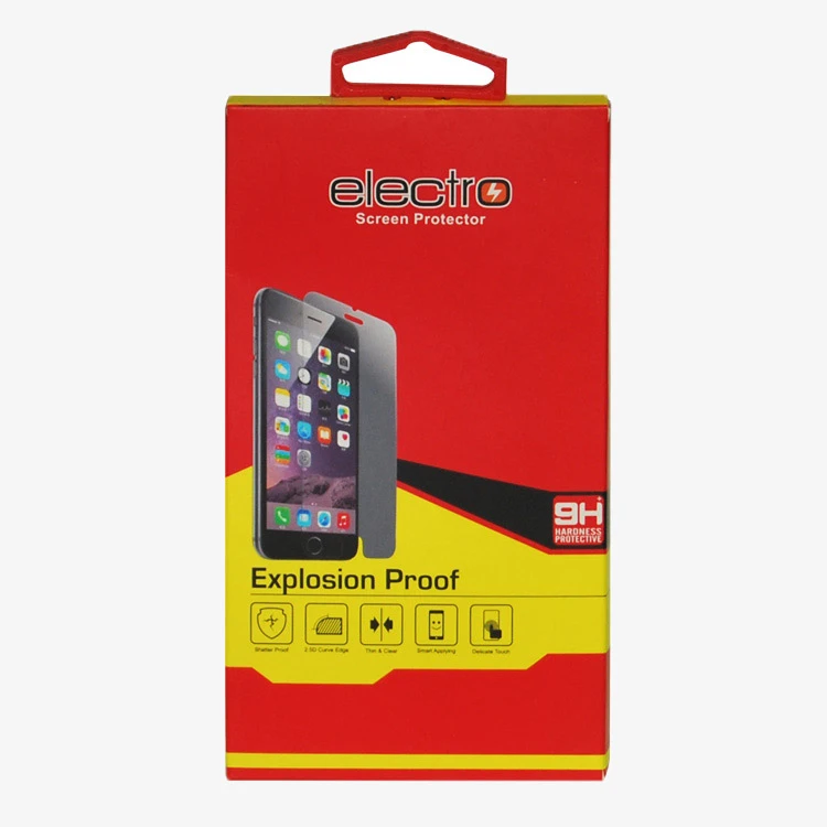 Custom Recycle C1S Material Paper Package With Plastic Hanging Hole For Screen Protector Retail Phone Accessories Packaging
