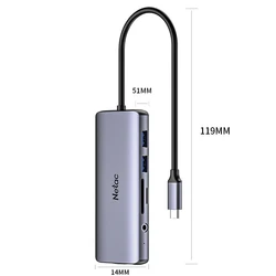 Netac Docking Station Laptop Type C 3.0 USB Hub 11 in 1 Multi-interface adapter extension dock Type C Data Por Charging OEM ssd