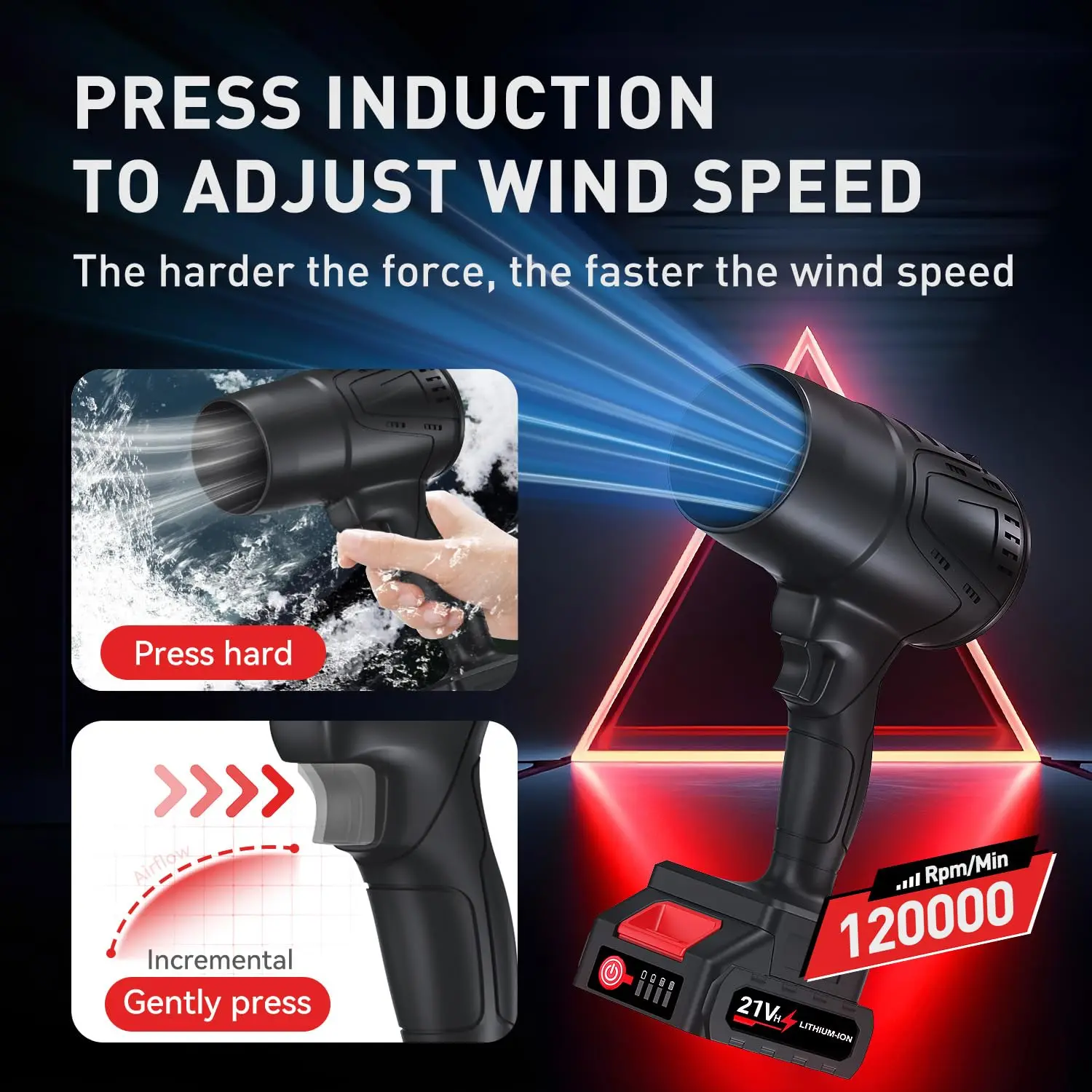 Leaf Blower Cordless with Battery 20000RPM 150MPH Air Blower for Car Wash nflatables Blowing Leaves and Dust