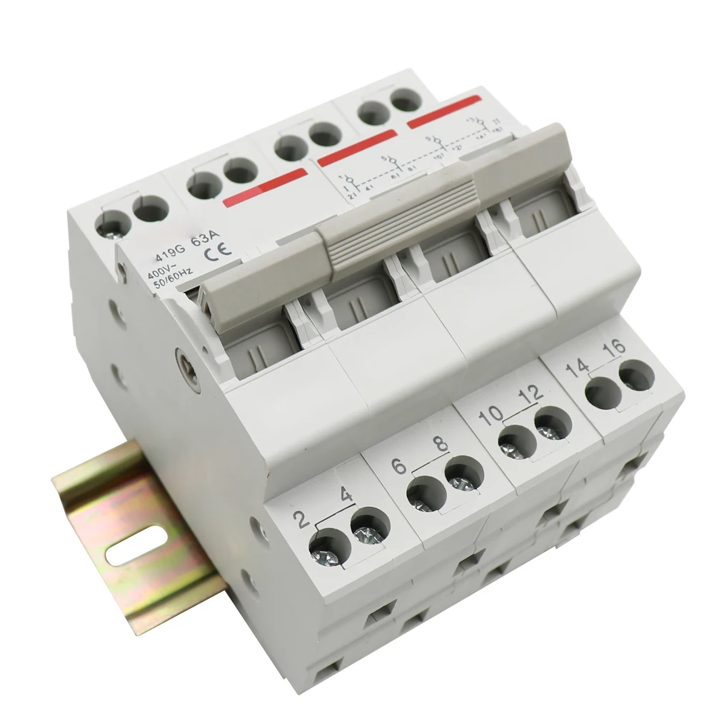 SF419G 40A 63A Manual Transfer Switch Dual Power Din Rail 4p Ac Isolation Switch Manual Modular Changeover Switch Mts