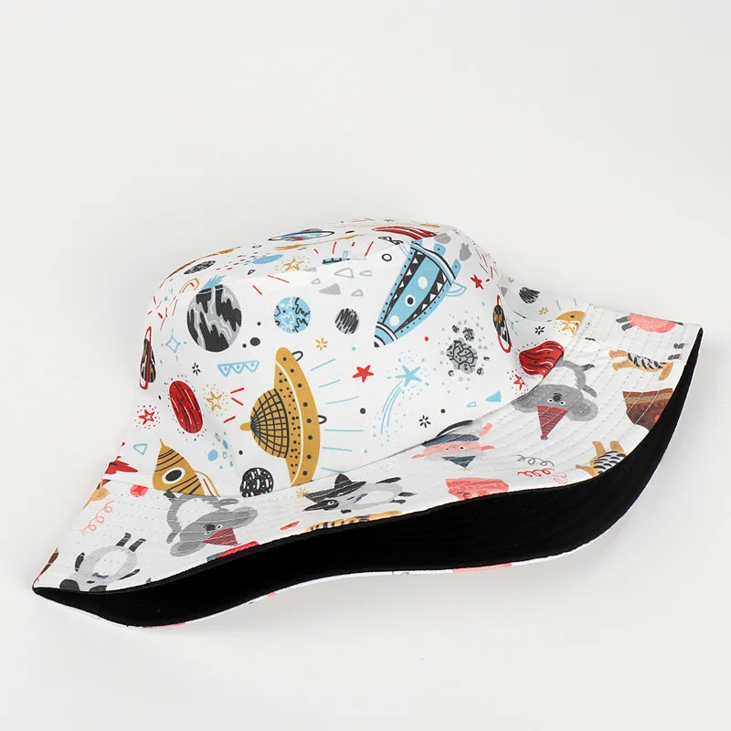 New space science fiction series pattern double-sided fisherman hat unisex Bucket Hat