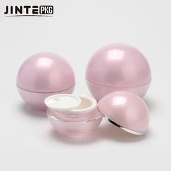 Luxury Ball Shape Jars Pink  Ball Acrylic Cream Jars Cosmetic Acrylic Cream Container 15g 30g 50g Eye Serum Eye Rich Essence