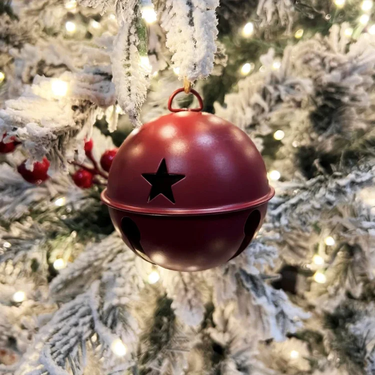 Christmas Tree large bell baked paint colorful Three-star bells Star Iron bells Home holiday craft Ornament pendant