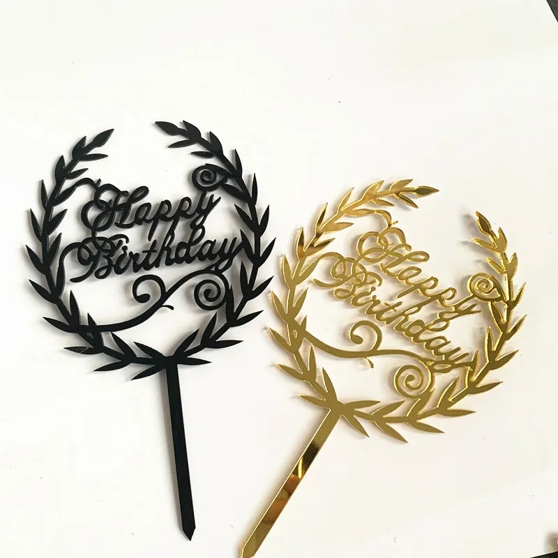 Nicro Custom Happy Birthday Party Cake Decoration Acrylic Leaves Birthday Cheap Elegant Cake Topper Laser Acrylic