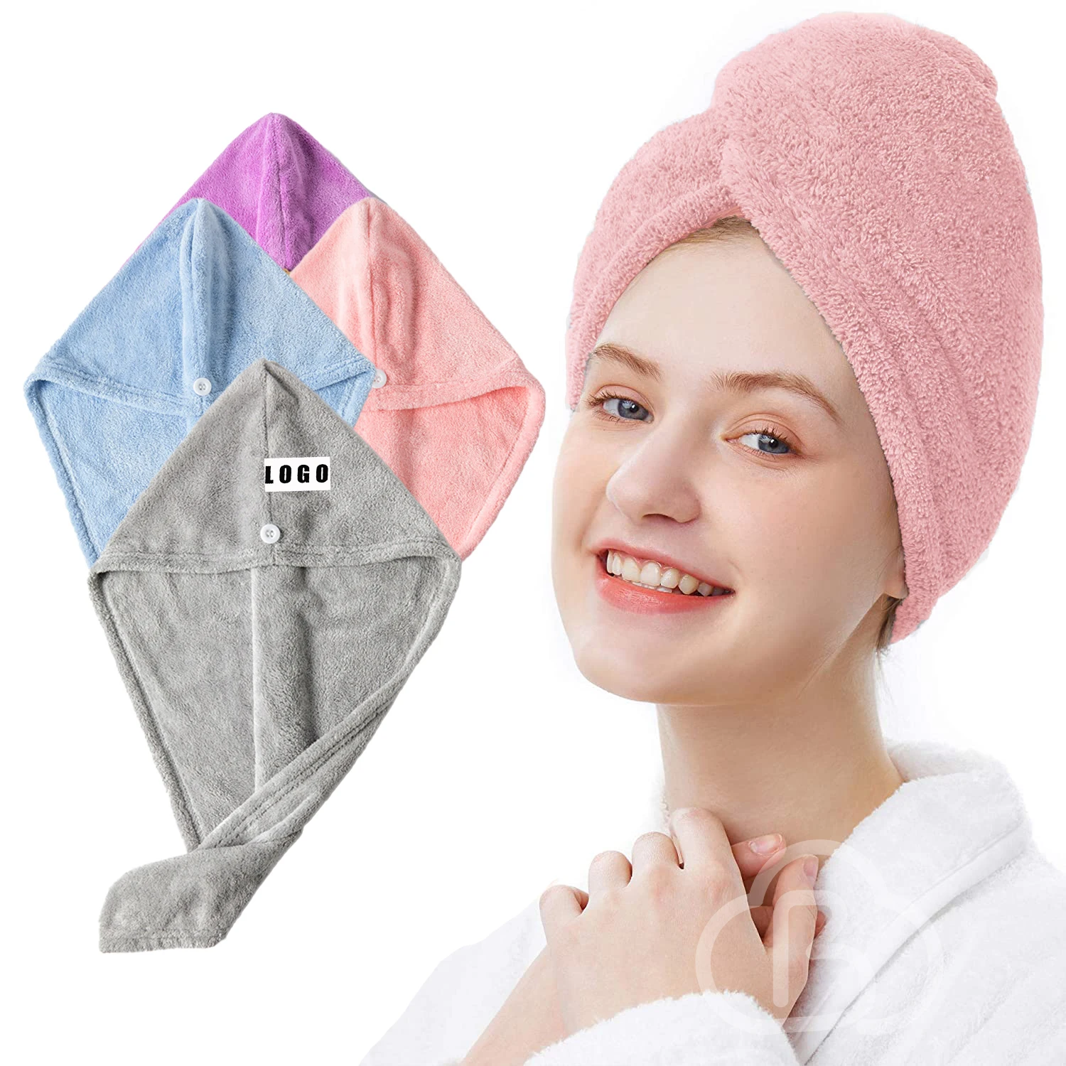 Custom cheap microfiber hair towel wrap super absorbent quick dry hair drying turban towel for women