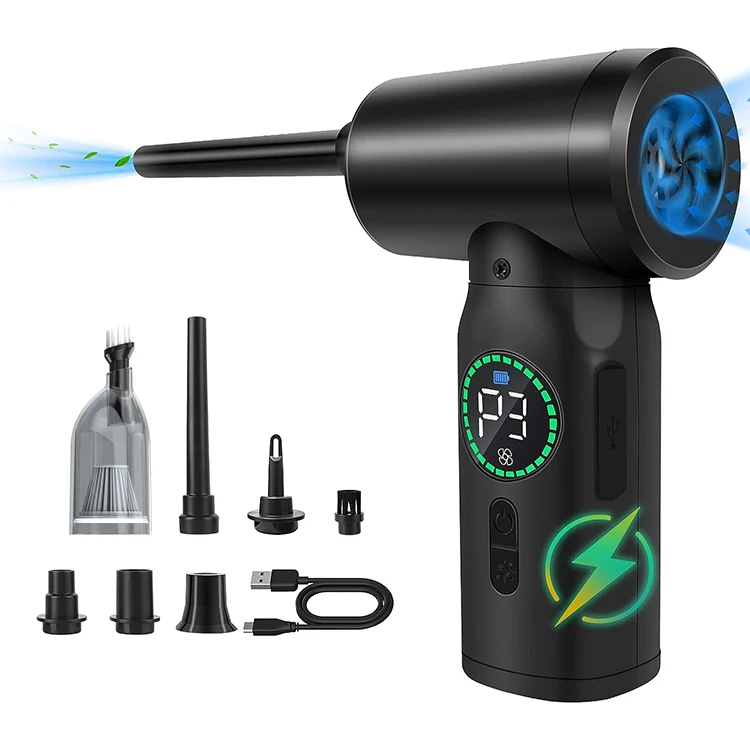 Mini 4 In 1 Home Cleaning Usb Recharge Electric Air Duster Blower Led Flashing Warn Light Portable Wireless Car Vacuum Cleaner