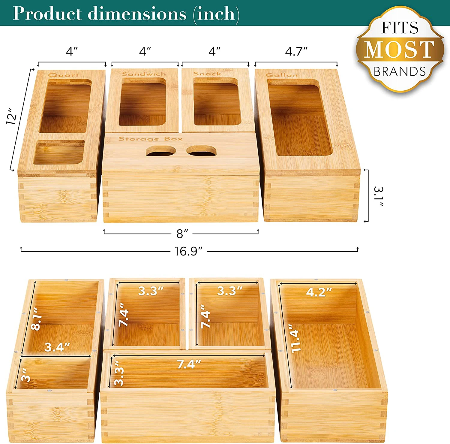 Bamboo Products 2022 Plastic Bag Organizer Ziplock Bag Storage Organizer Bamboo