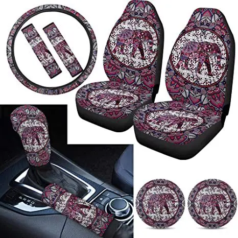 Cross-border automobile printed seat cover Phoenix dog claw pattern coasters hand brake cover 9 sets steering wheel cover Amazon