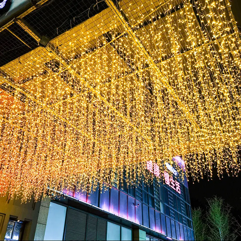 LED Full Sky Star Curtain Ice Strip Lamp Wedding Waterfall Illumination Net Red Hanging Ceiling Lamp