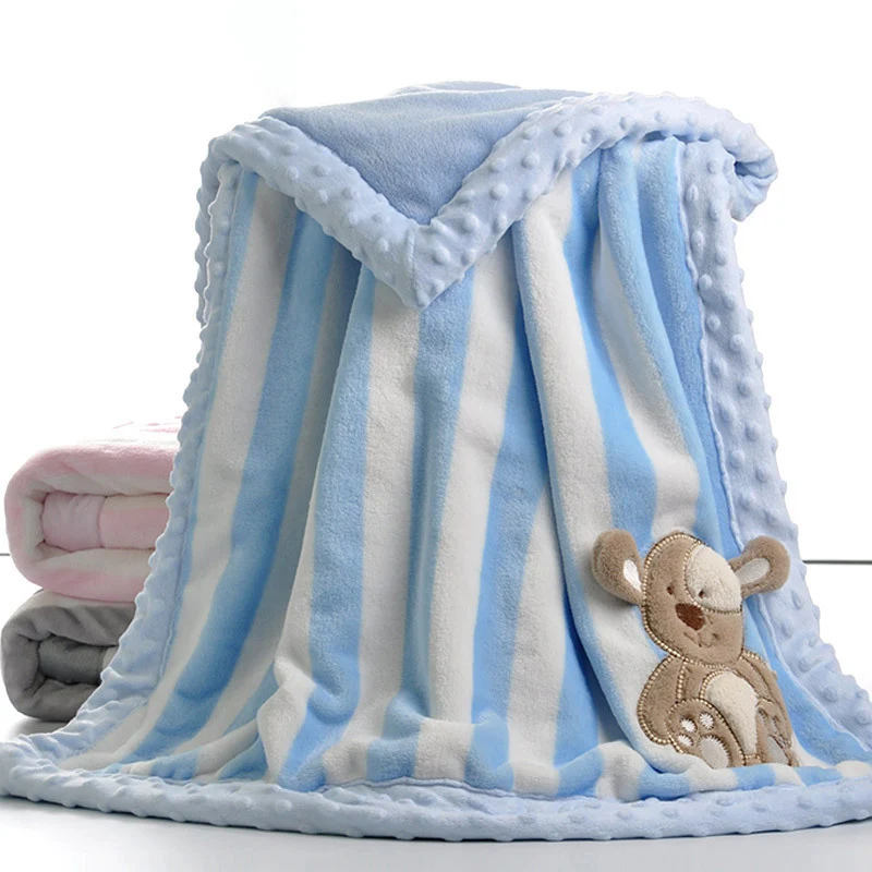 sublimation baby embroidered teddy bear blanket minky dot printed minky  fabric for baby blanket 2 ply baby shawls and cus