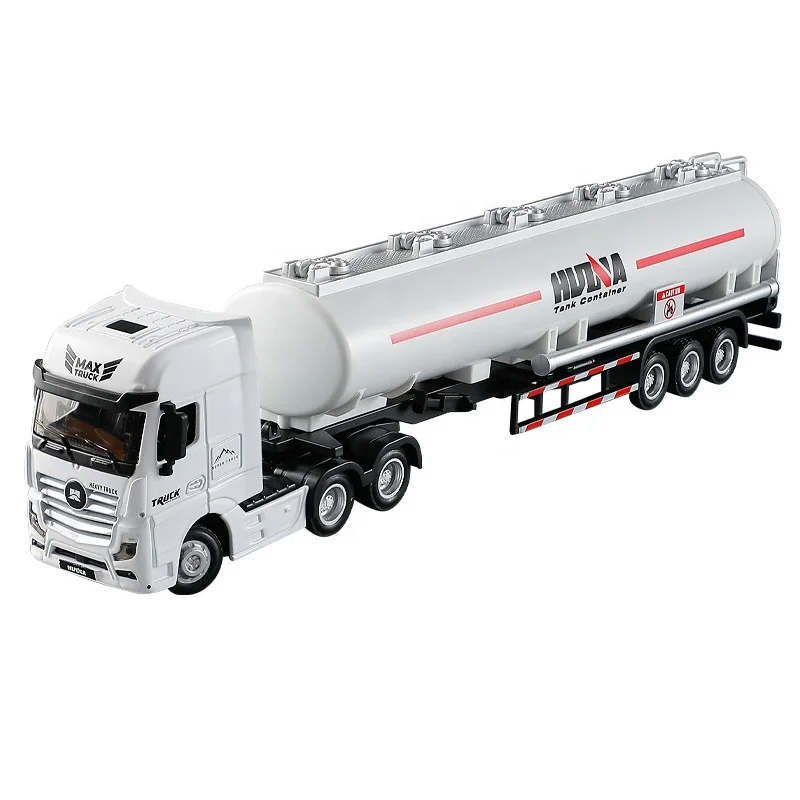 Huina 1733 Oil Tanker Trailer Toy Heavy Duty Realistic Look Alloy Hauler Car 1/50 Scale Diecast Tanker Truck Model For Kids