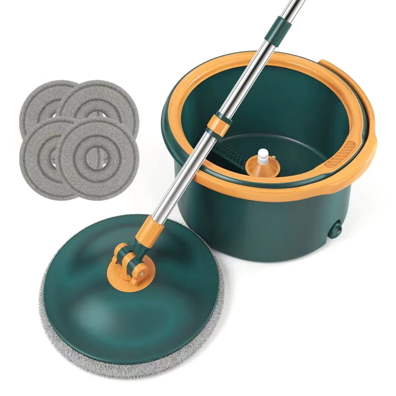Topwill Flat Quick Clean Mops 360 Microfiber Telescopic Floor Dust Cleaning Water Squeeze Mop With Bucket Dry and Wet Rotary Mop