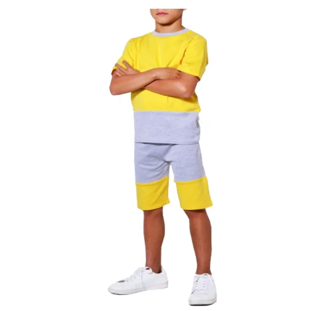 
Wholesale Soft Premium Cotton Custom Boys T Shirt 2 Pieces Kids Shorts Set 