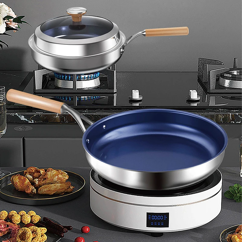 Professional Custom 26cm Durable Titanium Composite Nonstick Frying Pan With Handle