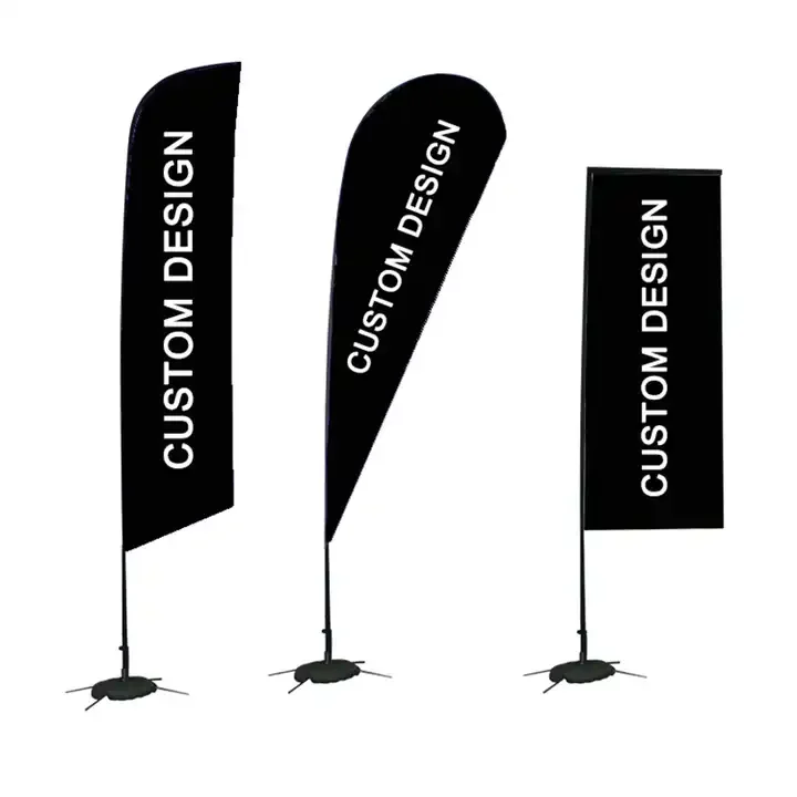 Totem outdoor advertising beach feather flag with portable pole stand