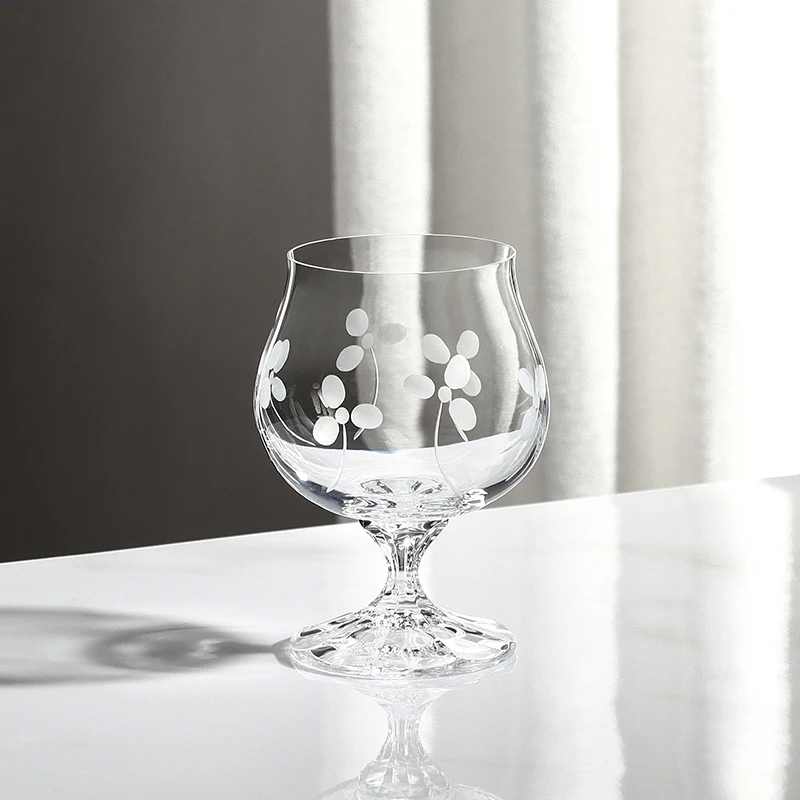 Decorative Craft Glassware Handicraft Bohemia White Goblet Glass For Cognac Brandy