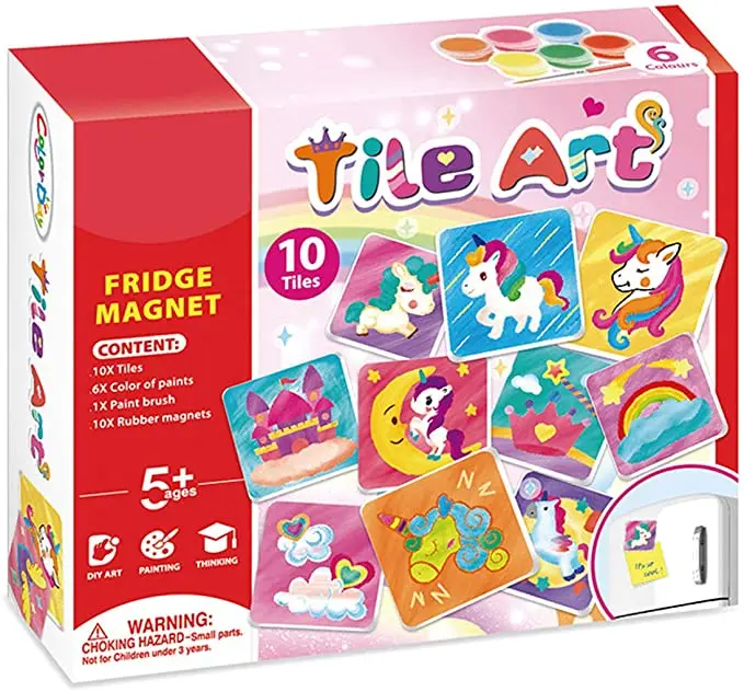 Magnetic Mini Tile Art DIY Painting Fridge Magnet  Art & Crafts Kits for Children Party Project Gifts