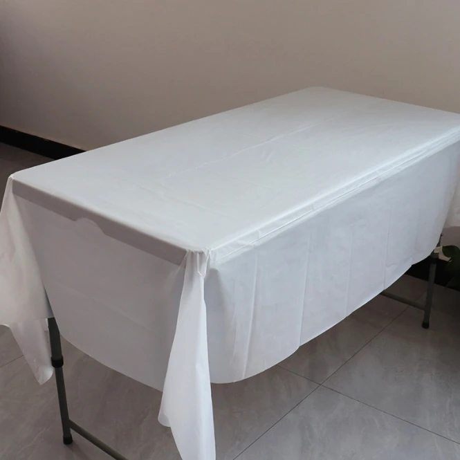 Paper Tablecloths Premium Plastic Table Cloths Rectangle Tables White Disposable Tablecloth