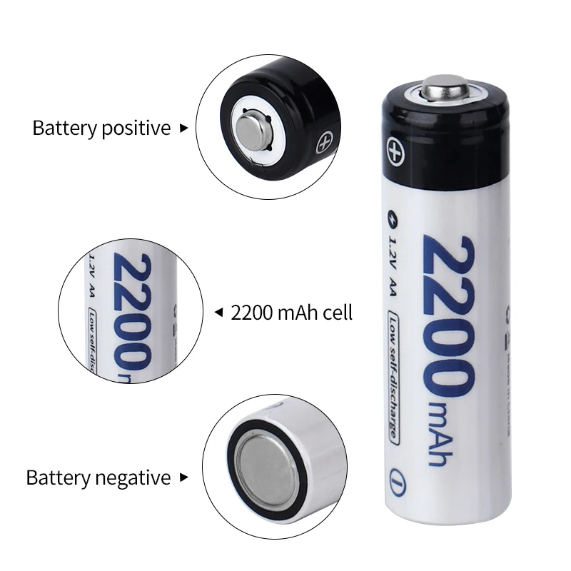 Best Price 4-Slot 1.2V AA 2200mAh Ni-MH Rechargeable Battery for Consumer Electronics Home Appliances Toy Cars Flashlights