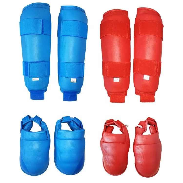 Taekwondo Karate Shin Protectors Instep Padded Foot Guards Adjustable Strap Protective Gear