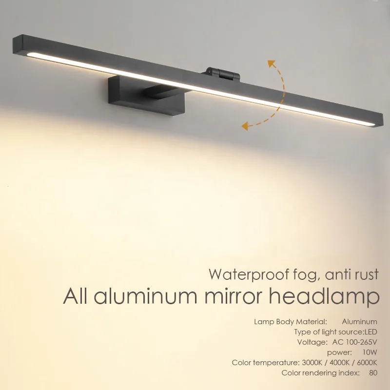 
Black and white all-aluminum lamp body mirror front lamp bathroom IP44 dressing table mirror lamp 