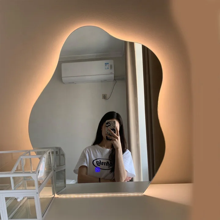 irregular anti rust anti-fog asymmetry vanity LED mirror wall mounted mirror for hotel