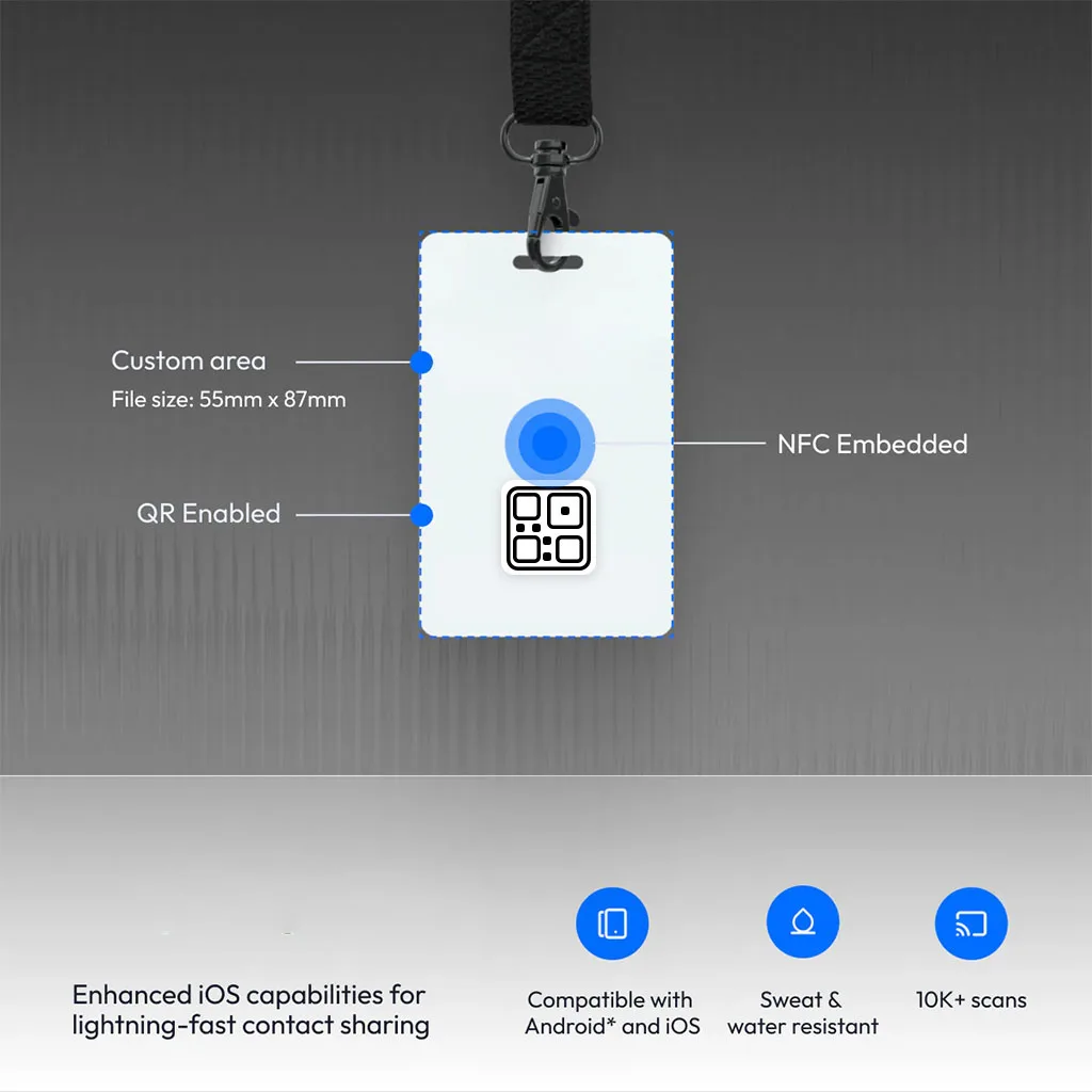 NFC Smart 1K Employee ID Badge 13.56MHz RFID Waterproof PVC PET Work Card Lanyard Mini Tag N213/215 UHF Communication Business