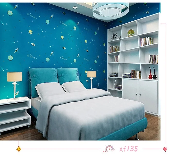 Custom new self adhesive film cool cartoon pvc wallcovering wallpaper for home improvement kids room bedroom walls