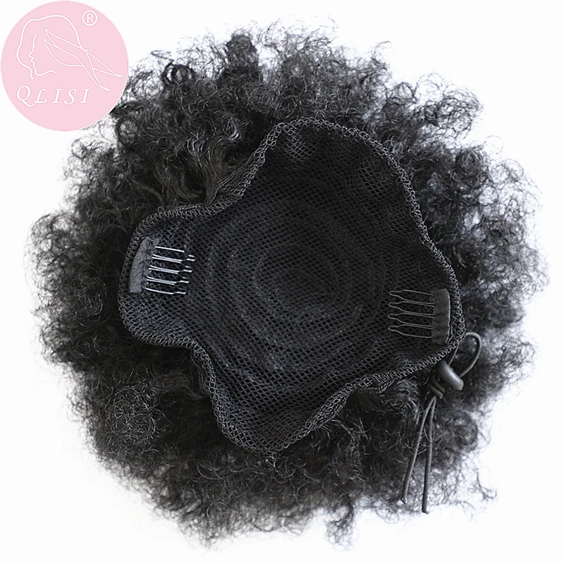 8 Inch Hair Bun Afro Kinky Curly Drawstring short Hair Pieces Bun clip Chignon Afro