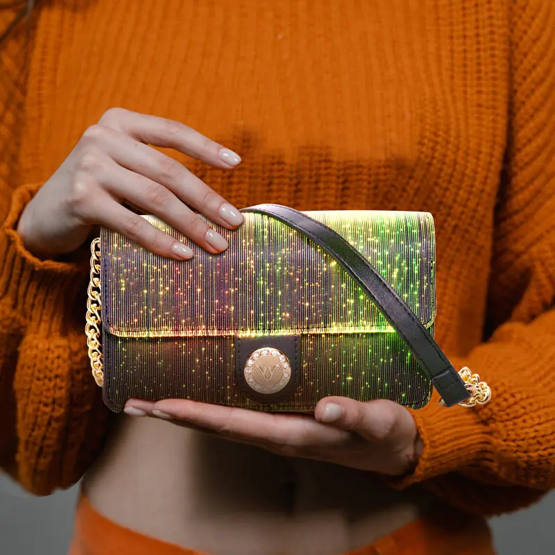 Women luxury unique glowing handbag famous brands stylish personalized crossbody handbag with chain strap