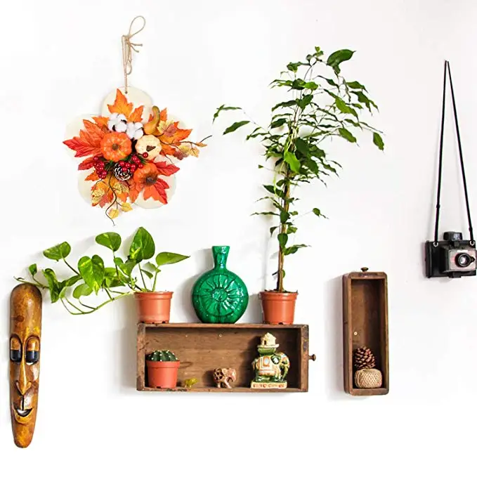 Fall Wreath for Front Door Outside 18inch Handmade Maple Leaf Autumn Outdoor Wreath Orange Harvest Wreath Decor