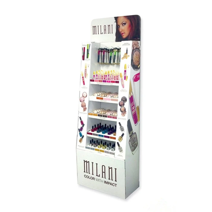 Best Selling cosmetic Paper Display Floor Corrugated Eyeliner And Mascara Stand