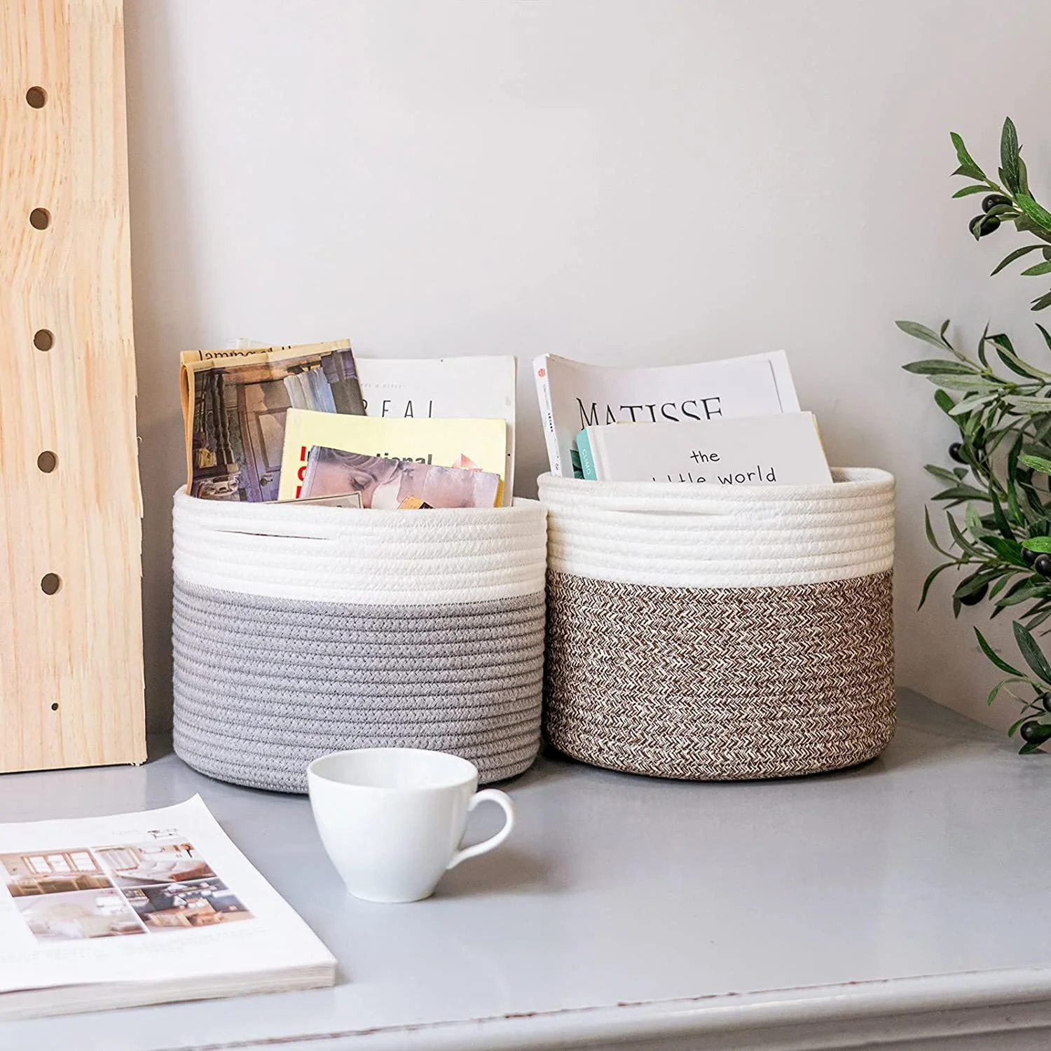 Homeplus 2024 Best sale large size woven space saving macrame cotton cord laundry bucket with handles For Laundry Kitchen