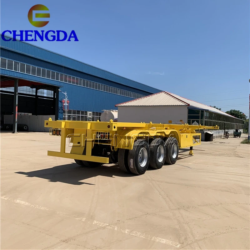 China Low Price Heavy truck 40FT 45FT container trailer 3 axle skeleton semi trailer