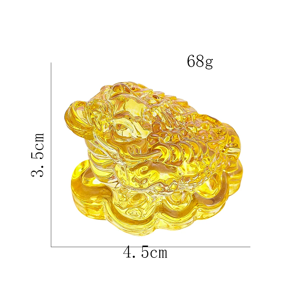 Money Toad Figurines Statue Feng Shui Crystal Glass Gold Toad Fortune Wealth Lucky Frog Miniatures Collectible Paperweight Decor