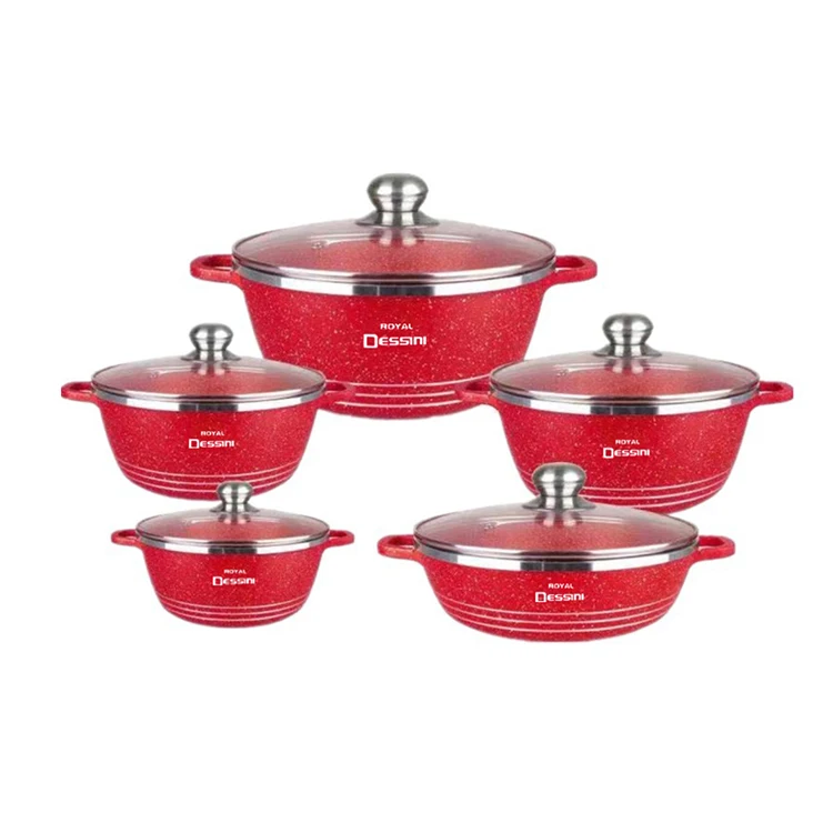 10pcs Kitchen Nonstick Granite Coating Cooking Pots Cookware Set