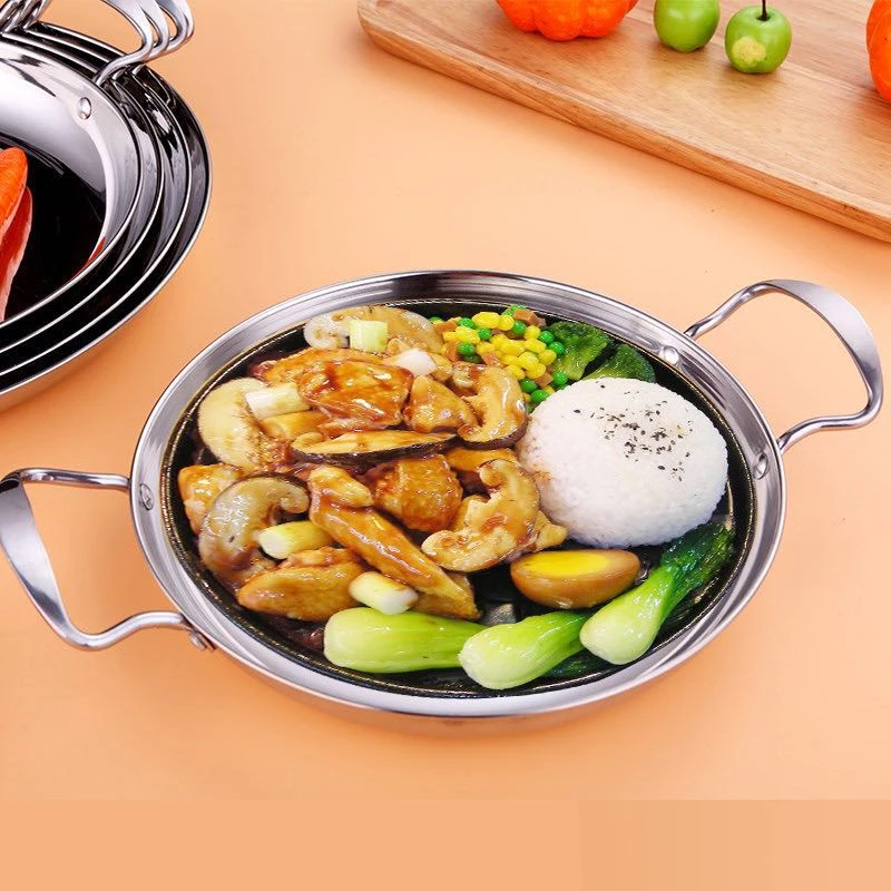 Extra large stainless steel pan large dish chicken plate restaurant special dry pot plate