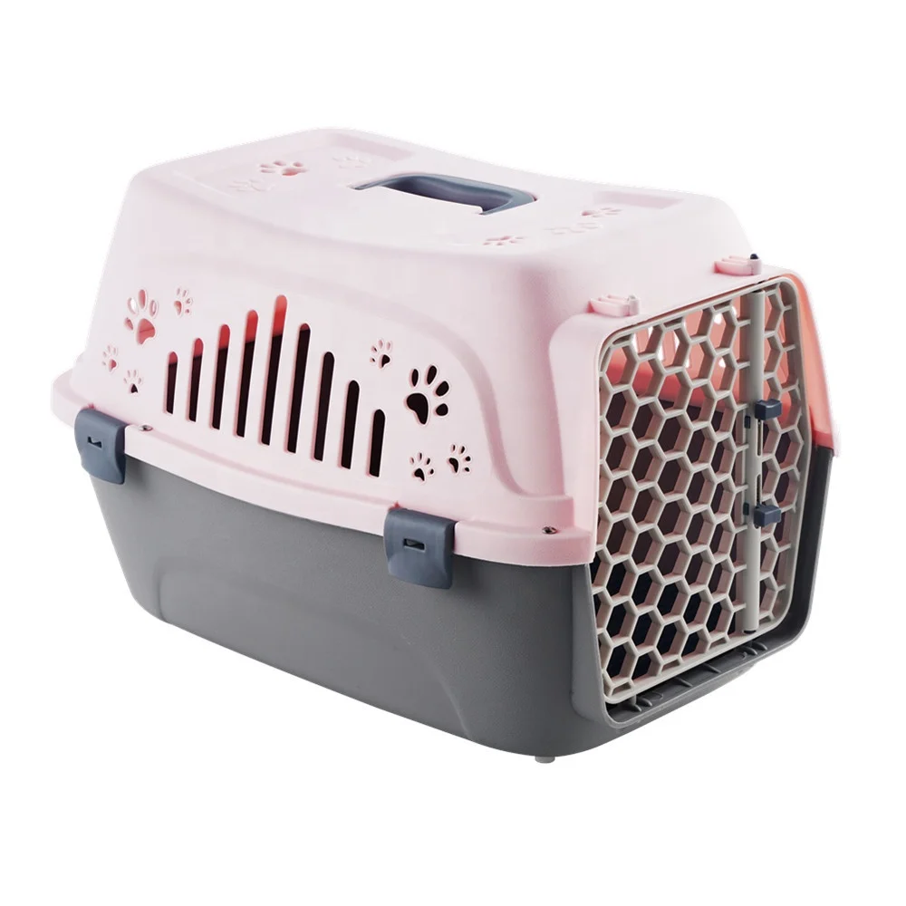 Solid Color portable pet rabbit dog cat portable out check-in suitcase transport cage plastic Air Transport Flight case