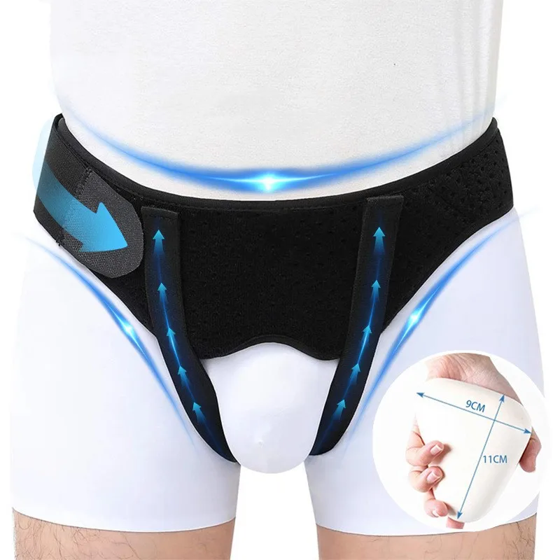 Men medical ostomy groin support truss bi-lateral compression pads inguinal hernia belt
