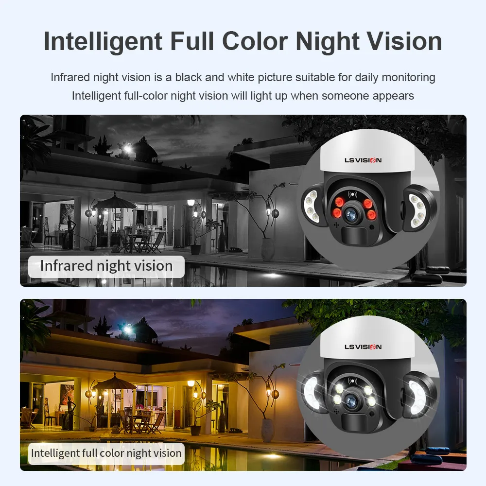 LS VISION Solar Panel With Battery Security Camera Dual Use For Vide Surveillance And Garden Lights Solar Camera
