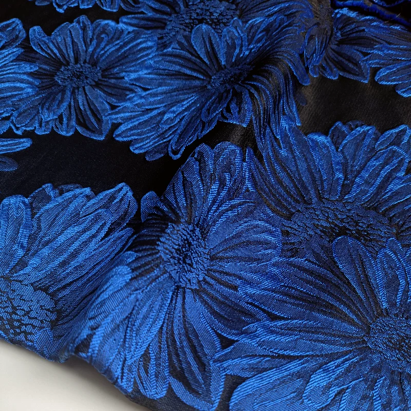 Hot Selling large floral Polyester 3D Jacquard Brocade Fabric For Dress