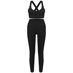 Women Gym Clothes Sportswear Woman Gym Leggings Padded Push-up Strappy Sports Bra 2 Pcs Sports Suits Seamless Yoga Sets